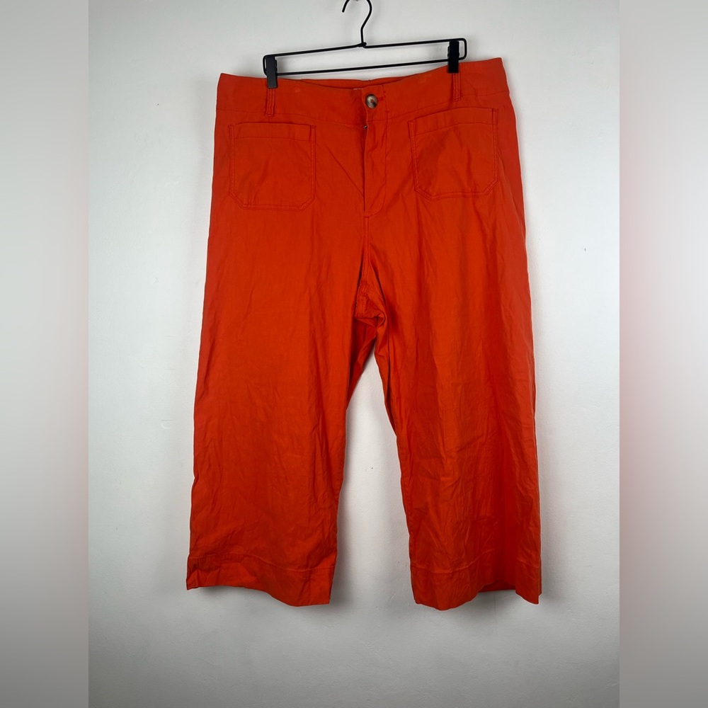 Maeve Anthropologie Pants Womens Size 18W Orange Colette Cropped Barrel Leg